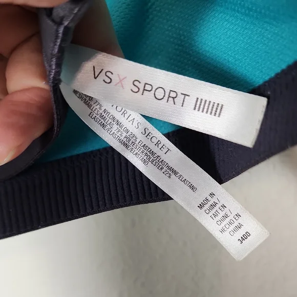 VSX Teal and Black Sports Bra - Picture 2 of 7